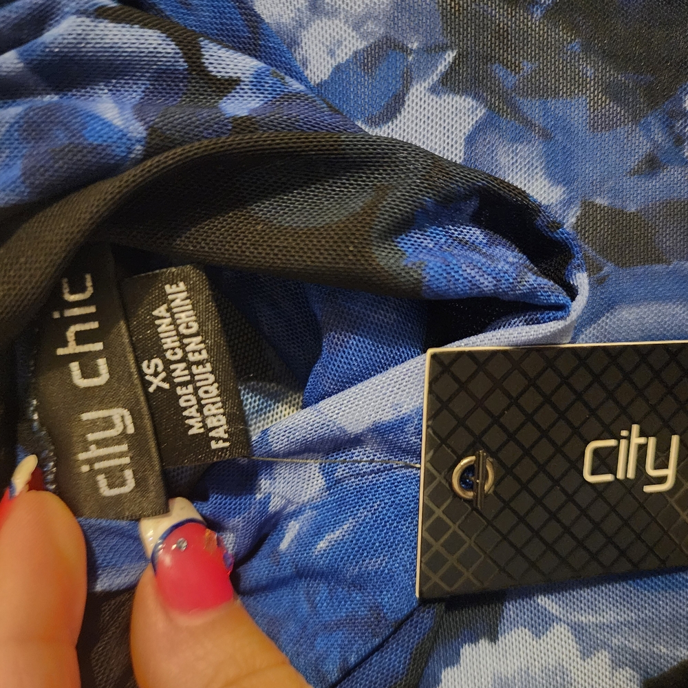 City Chic Midnight Blue Floral Bodysuit